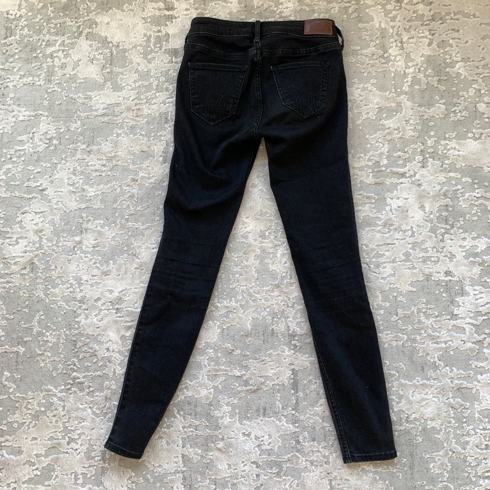 Hollister black low rise super skinny crop jeans with pink floral embroidery 00R - Picture 5 of 5